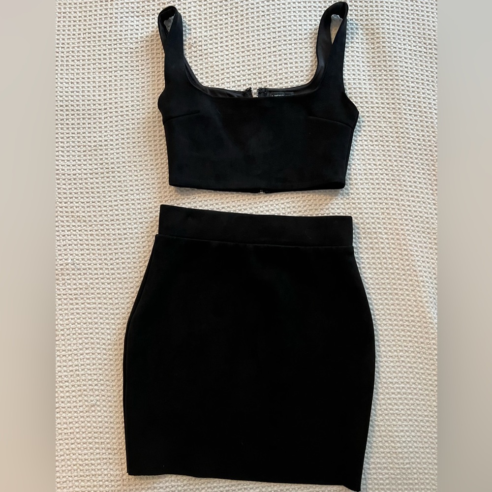 A World Away Suede Set (Skirt and Crop Top), Size S